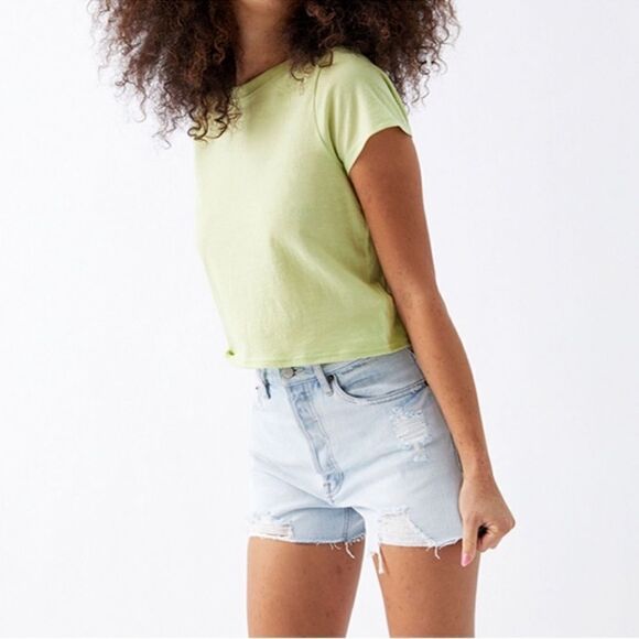 PacSun Light Blue Ultra High Waisted Vintage Denim Shorts size 24 NWT cotton - Picture 1 of 16